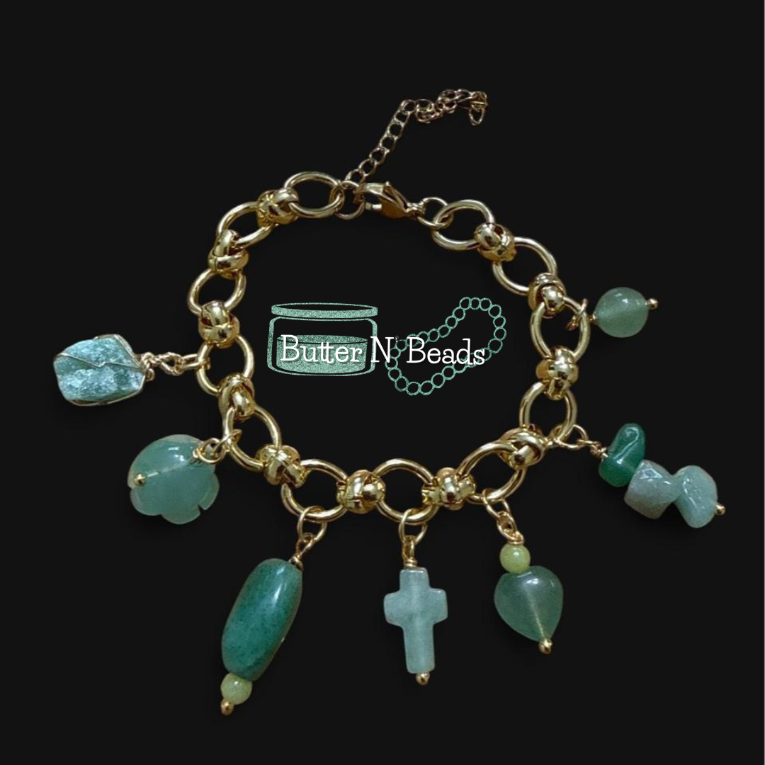 Glorious Gemstone Gumbo Bracelet- Green Aventurine