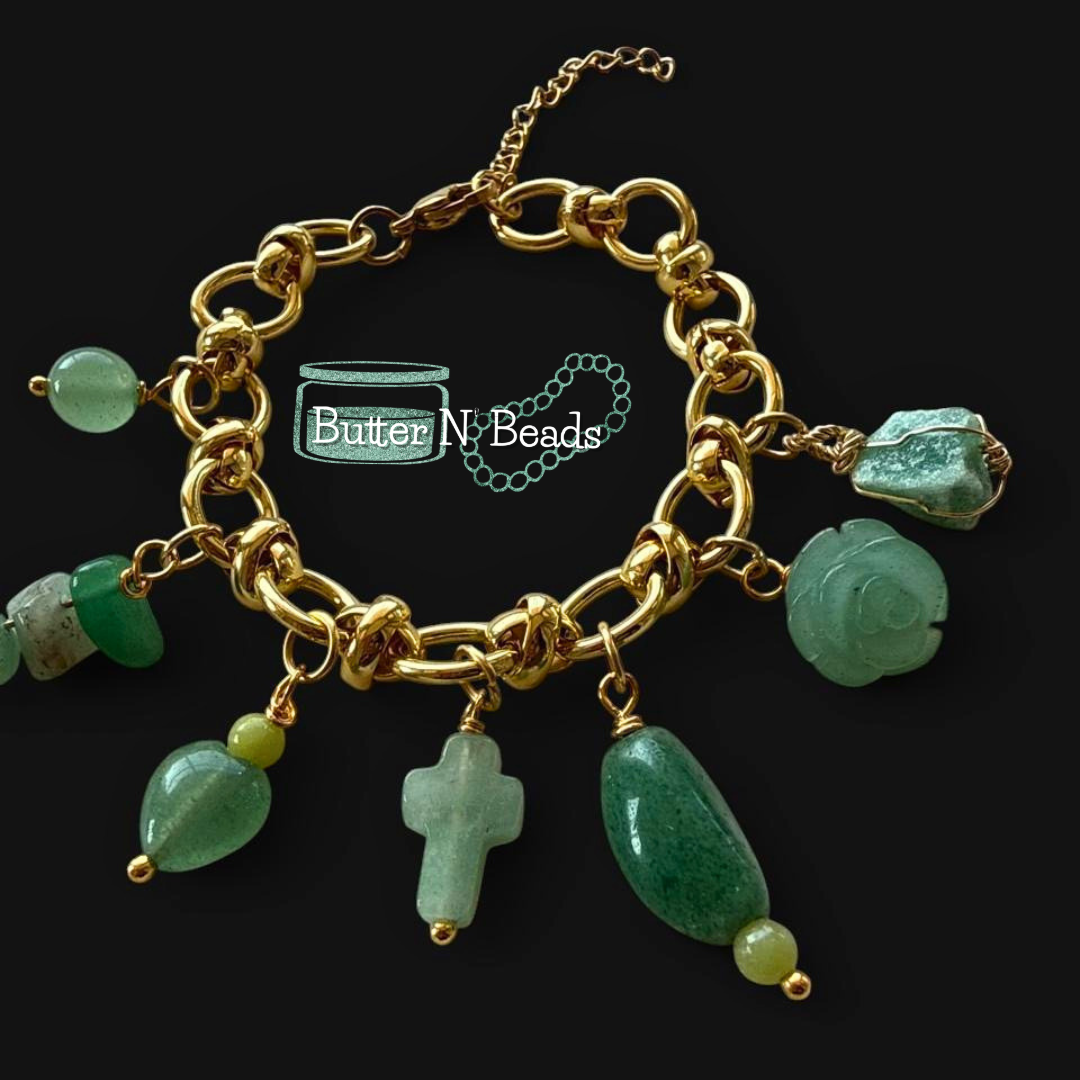Glorious Gemstone Gumbo Bracelet- Green Aventurine