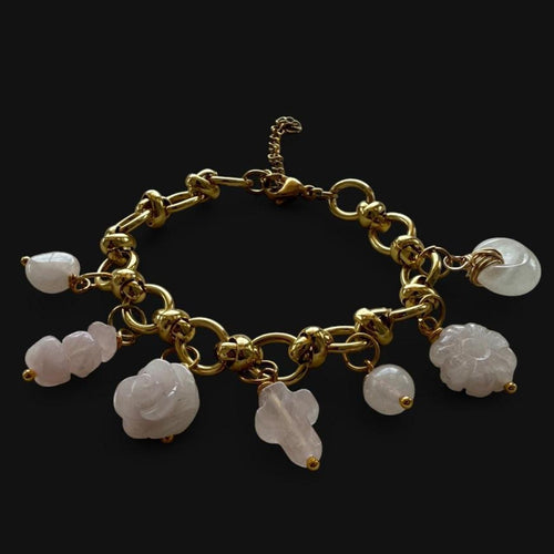 Glorious Gemstone Gumbo Braceler- Rose Quartz