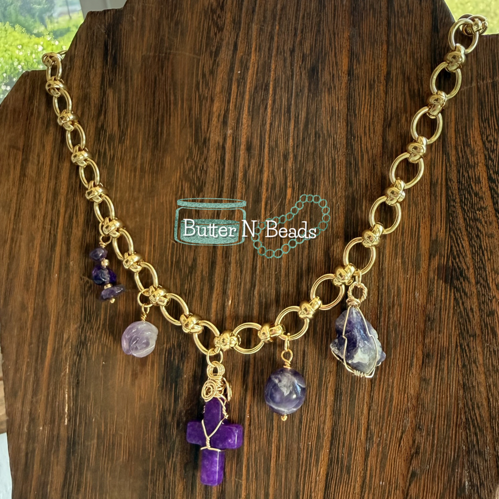 Jesus is King Necklace - Amethyst
