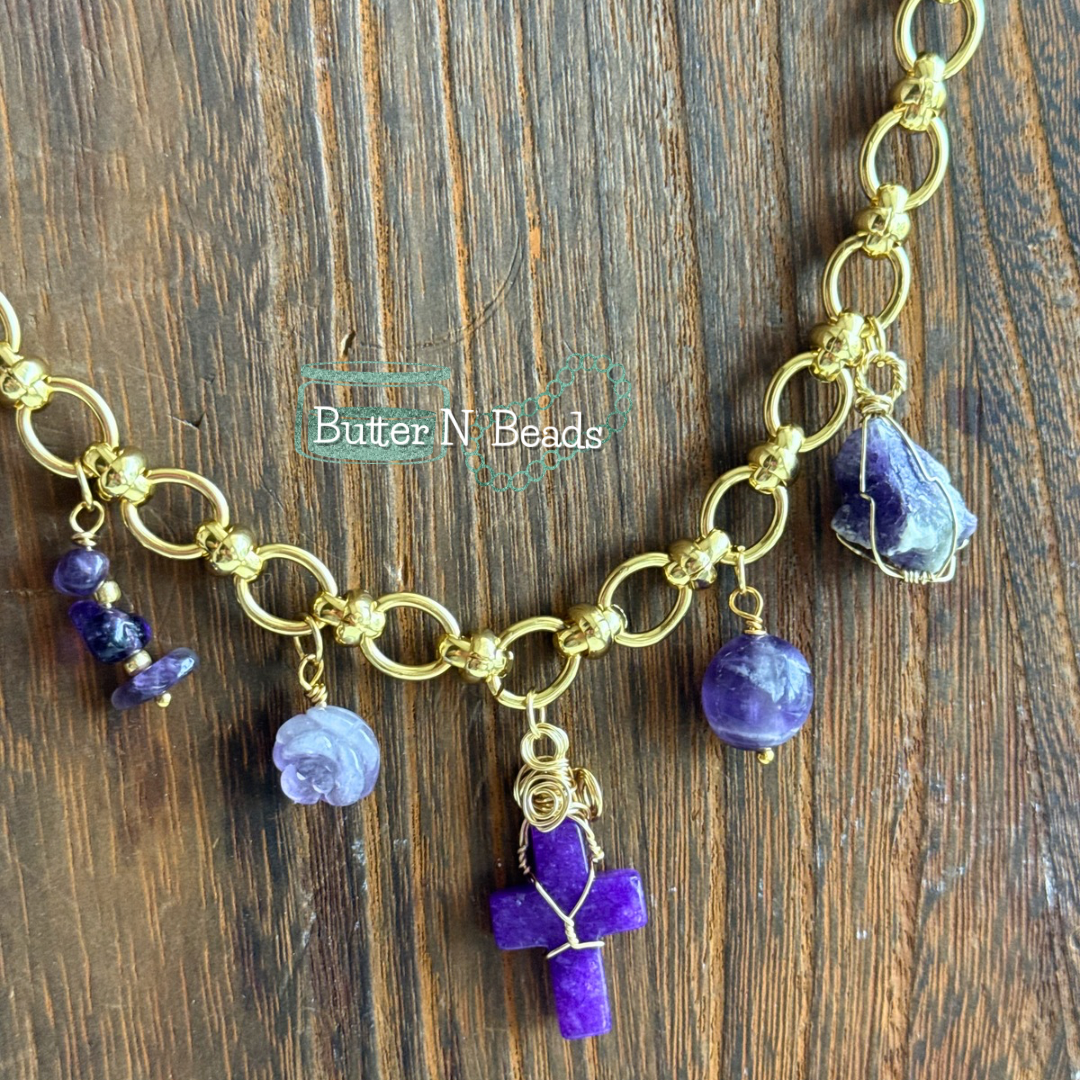 Jesus is King Necklace - Amethyst