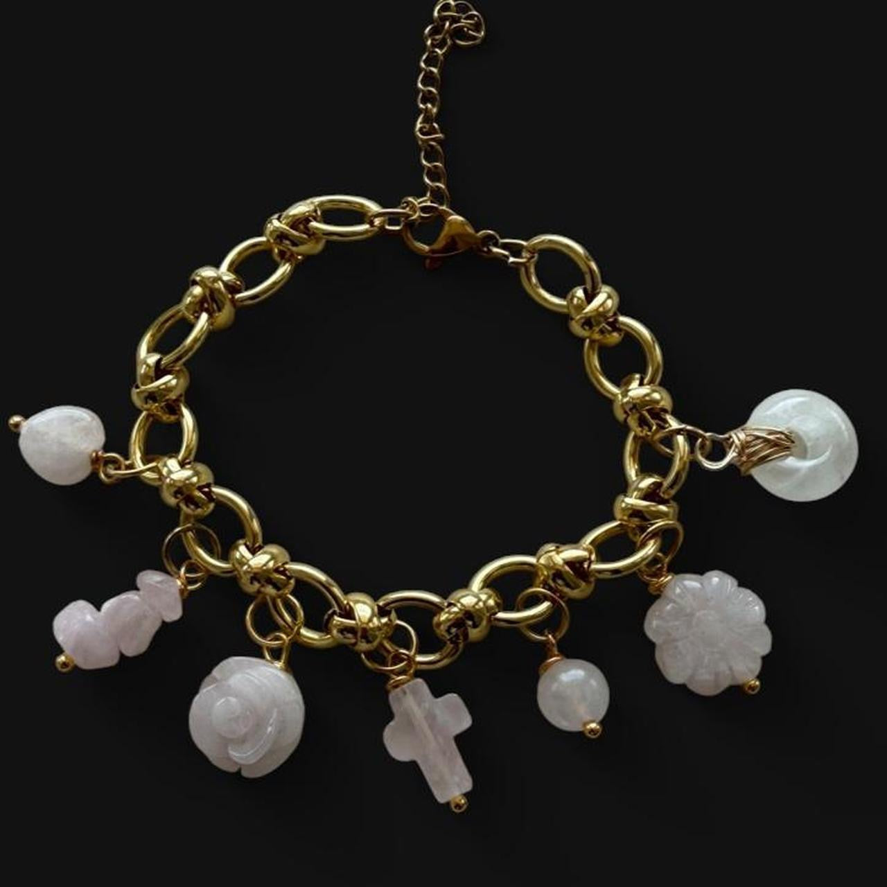 Glorious Gemstone Gumbo Braceler- Rose Quartz